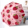 1pc Strawberry Heart Custom Name Automatic Folding Umbrella, Durable Plastic & Iron, Lightweight for Outdoor Daily Use  S1230071