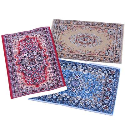 1PCS Turkish Style Miniature Weaving Rug Dollhouse Carpet Doll Accessories Floor Coverings Floral Pattern Mat Mini House Decor
