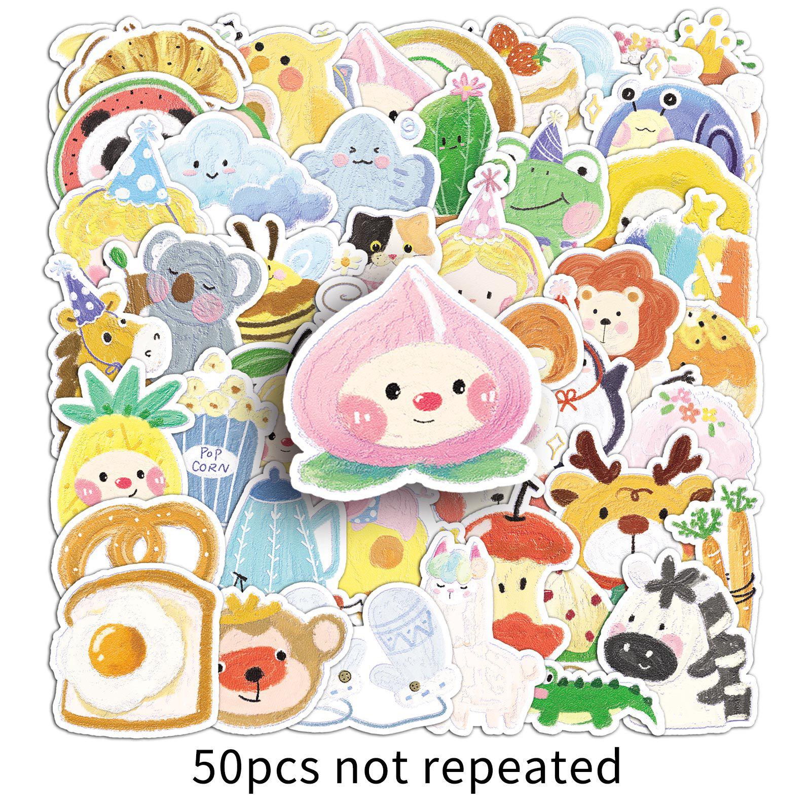 

50 Original Oil Painting Cartoon Stickers: Hand-Painted, Small, Infringement-Free, Perfect for Water Bottles and Notebooks