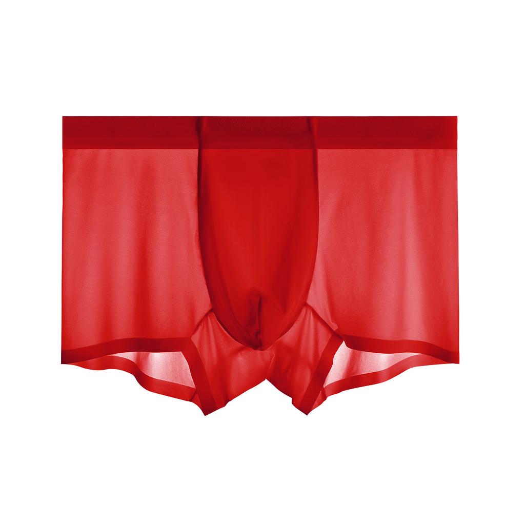 Summer Men Silk Cool Boxer Briefs Sexy Transparent Seamless Underwear