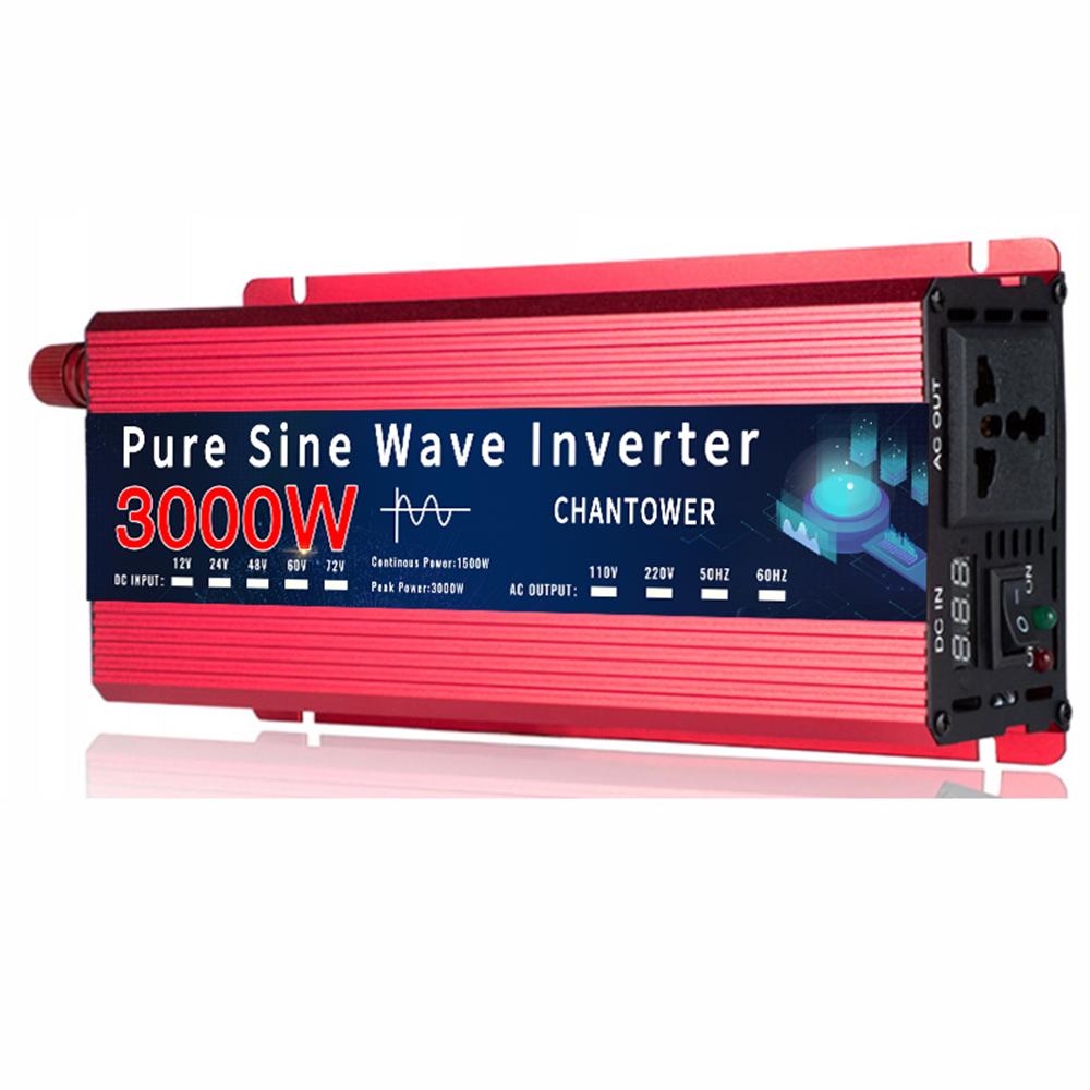 Pure Sine Wave Inverter 12V 220V 24V 110V 1600W 3000W DC To AC Portable Power Converter Car Solar Inverter