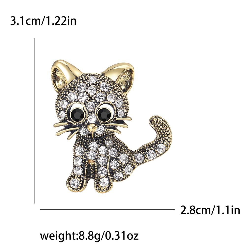 Enamel Cat Pin for Women Unisex Rhinestone Cats Brooch Kitten Lapel Pins Banquet Party Backpack Gifts Jewelry Accessories