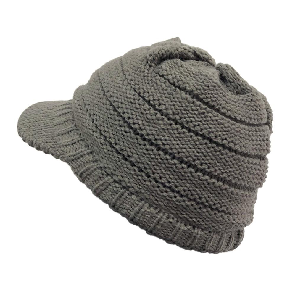 Cozy Knitted Beanie Hat with Visor for Women Warm Winter Cap in Vibrant Yellow, Stylish and Comfortable Design
