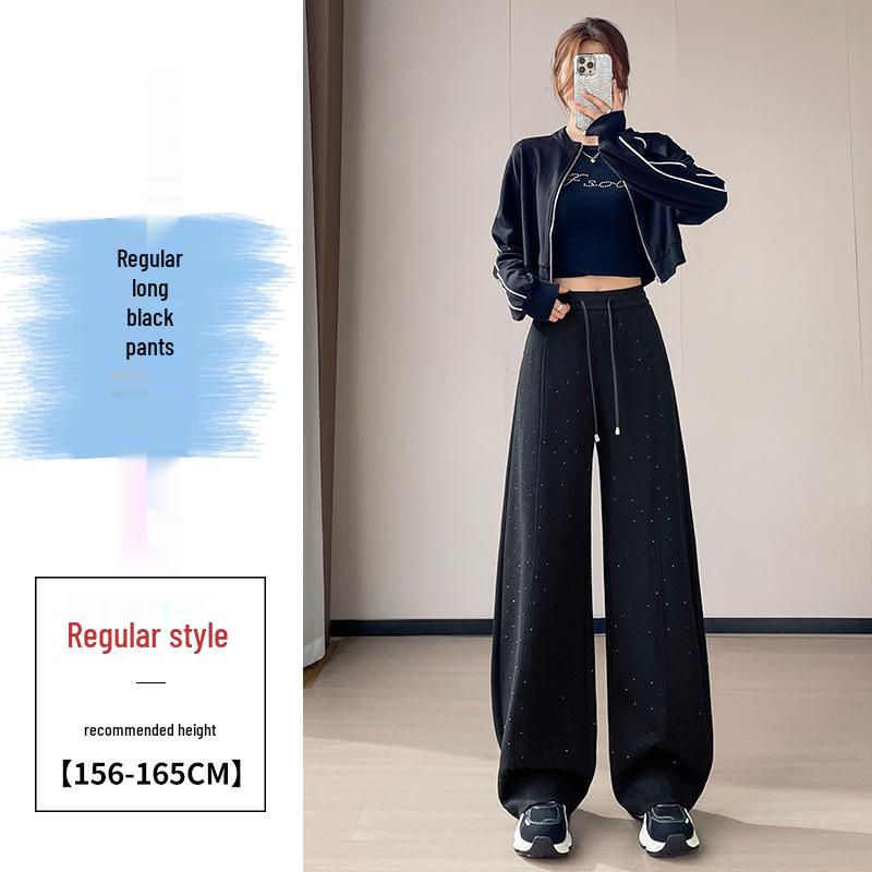 

2026 Spring/Summer Rhinestone Star High-Waist Wide-Leg Banana Pants for Women 2XL