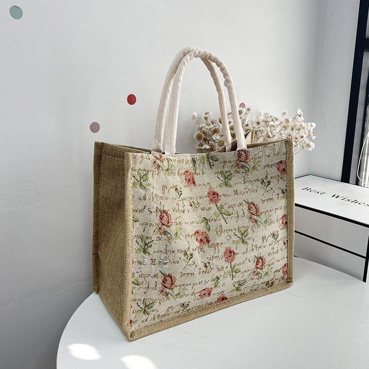 

Новая большая сумка женская контрастного цвета простая модная с цветочным принтом портативная женская сумка-тоут