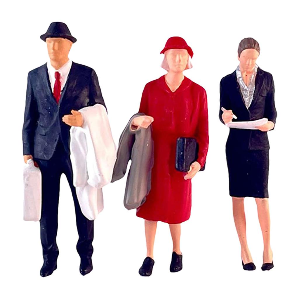 3Pcs 1:64 Scale Tiny People Figure Set Diorama Scenery Desktop Ornament S Scale Layout Decoration Hand Painted Figurine Decor