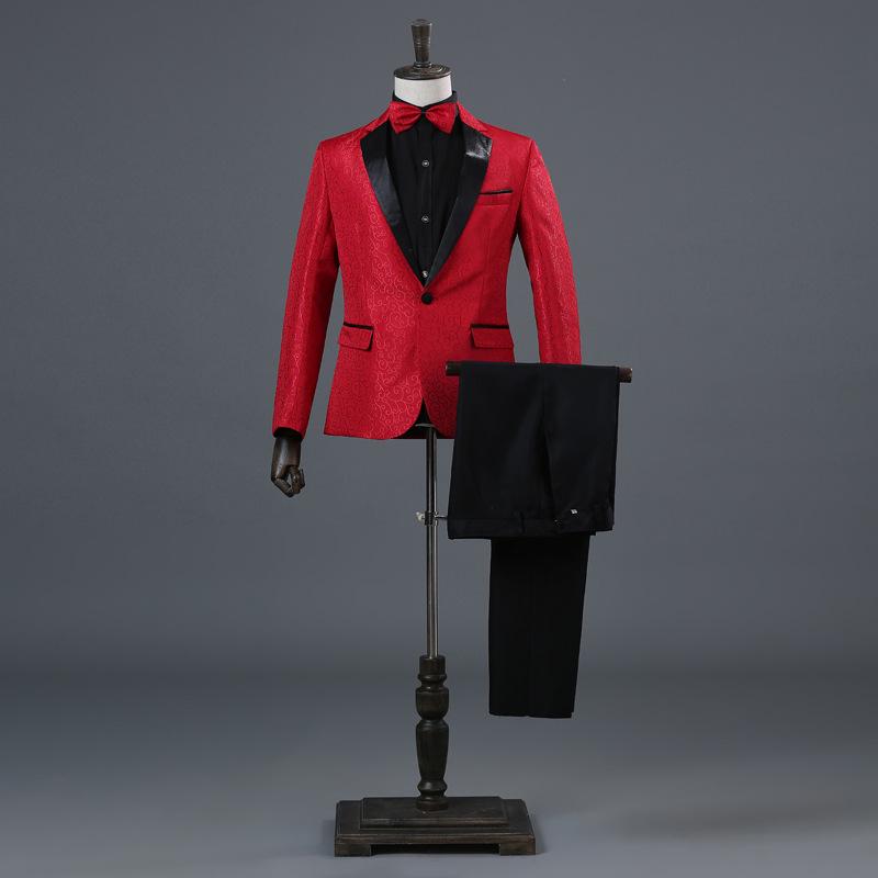 Men`s Red, White, Blue Floral Suit