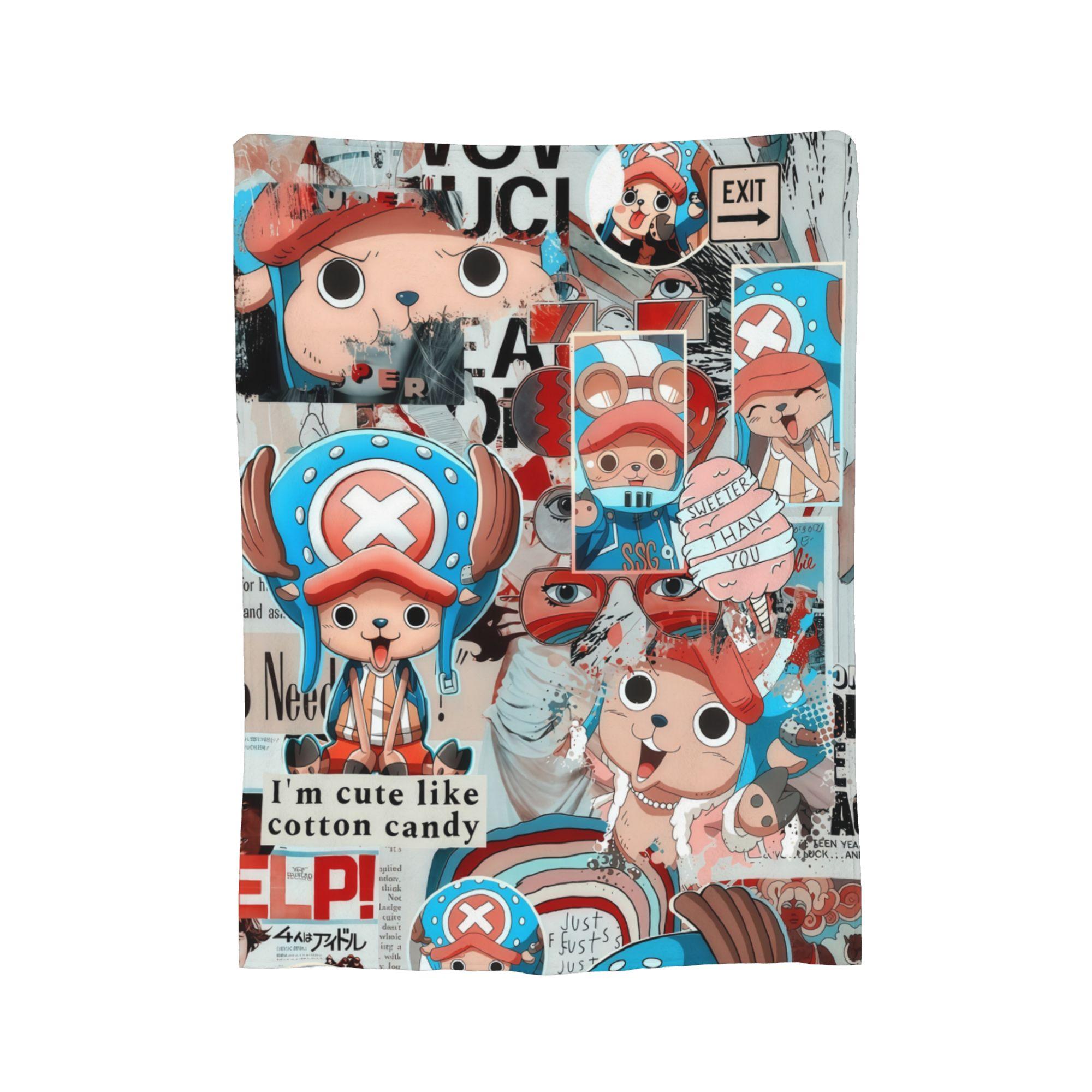 

Плеід з аніме One Piece Тоні Тоні Чоппера, фланелевий, осінньо-зимовий, портативний, м який плед для дому, дивана, покривало 30x40in