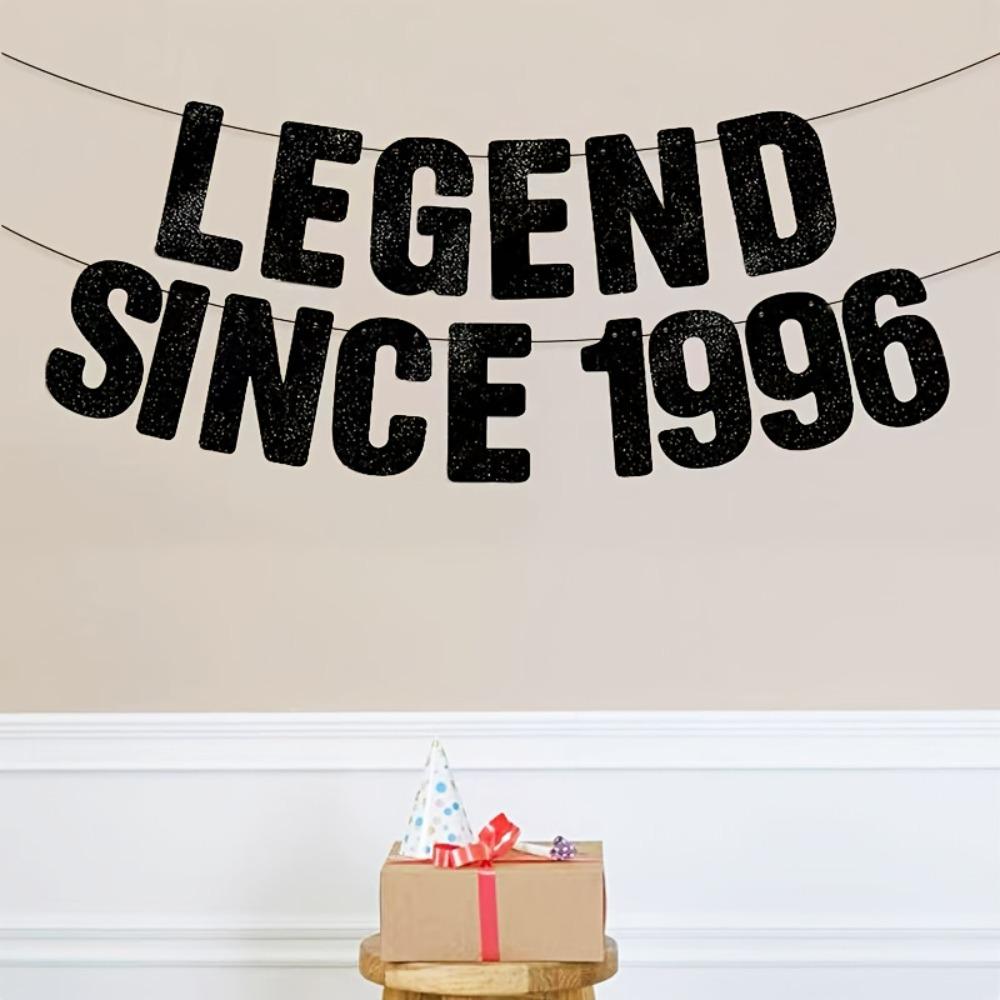 Black Paper Legend Since 1996 Banner Garland Celebrate Happy Birthday Banner Decorative Handmade Party Scene Prop Birthday Party