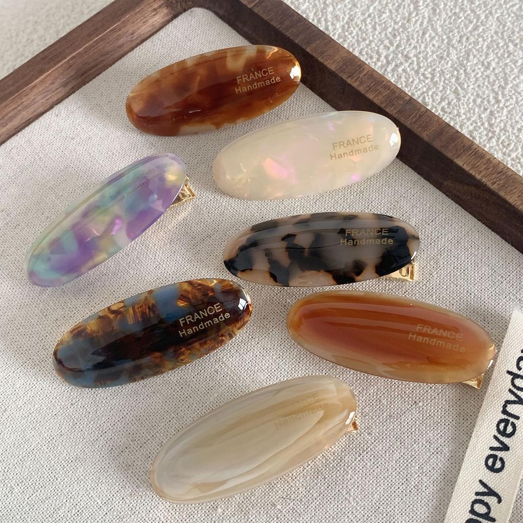 Retro Oval Small Bangs Hairpin Colorful Acetate Hair Clips Womens Sweet Exquisite Barrettes Bangs Clip Fashion Hair Accessories