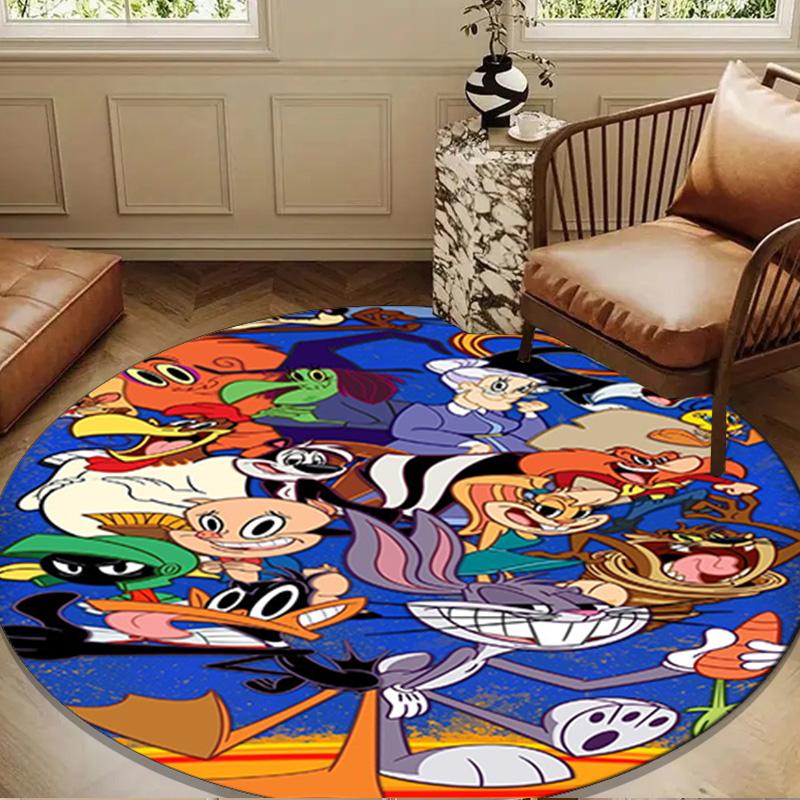 Cartoon rabbit Yellow Bird Round Rug for Livingroom,Bedroom, Palyroom, Chair Rug, Area rug, Circle Carpet, Large Size Fan Christmas gift