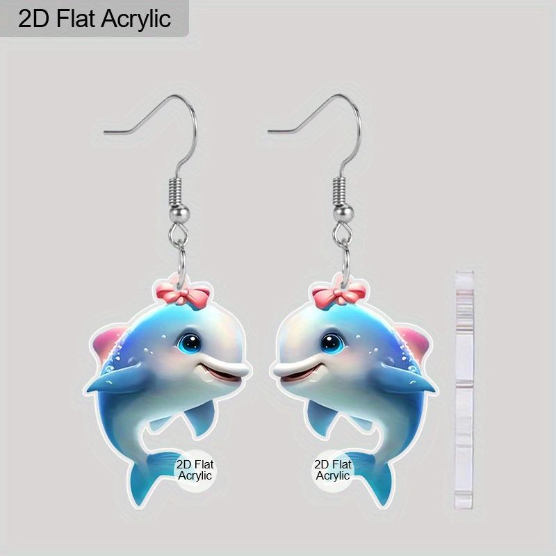 

2D Flat Pink Bow Dolphin Drop Earrings, Lightweight Acrylic Material, Suitable for Everyday Wear, Ideal for Party Gifts, Jewelry, and Holiday Gifts.