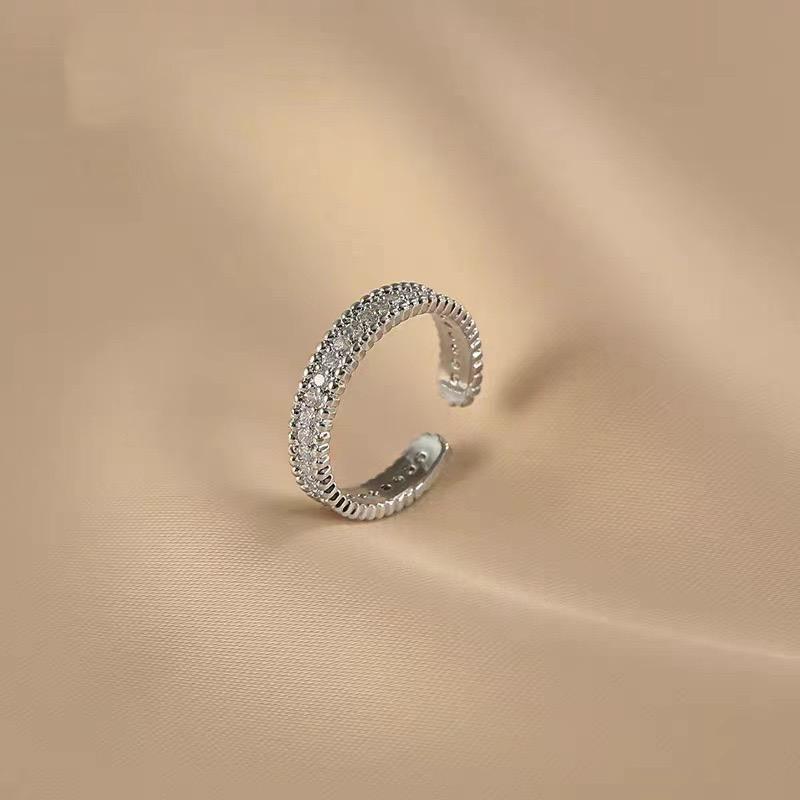 925 Silver Rings For Women Vintage Handmade Adjustable Narrow CZ Ring Fashion Band Female Bijoux Gift