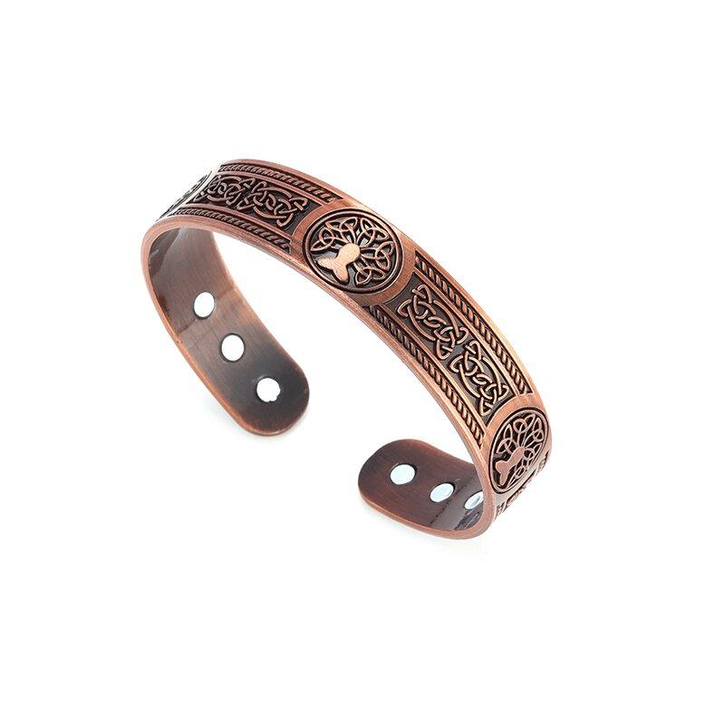 Totem Cuff Bracelet for Women and Men Ancient Copper Plated Adjustable Magnetic Bracelet Bangle Exquisite Gift