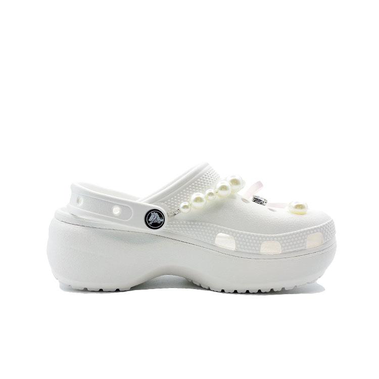 Crocs Classic Platform Lined Clog EVA Cute Campus Hole Shoes Unisex White