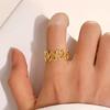 Women Adjustable Ring Anti-Oxidation Lightweight Comfortable Ring Hollow Heart Shape Exquisite Process Ring