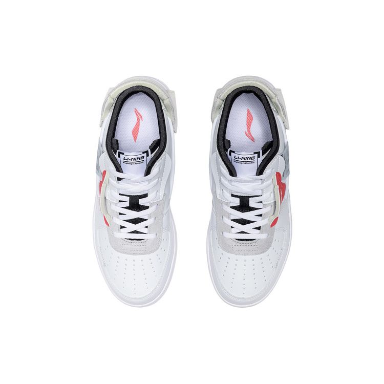 Li Ning CF Decompression Wear Resistant Non Slip Low Top Skate Shoes Women Skate Shoes White Red AGCQ394-1