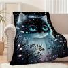 Charming Cat Pattern Flannel Throw Blanket Lightweight & Allergy-Friendly for Couch, Bed, Camping & Travel