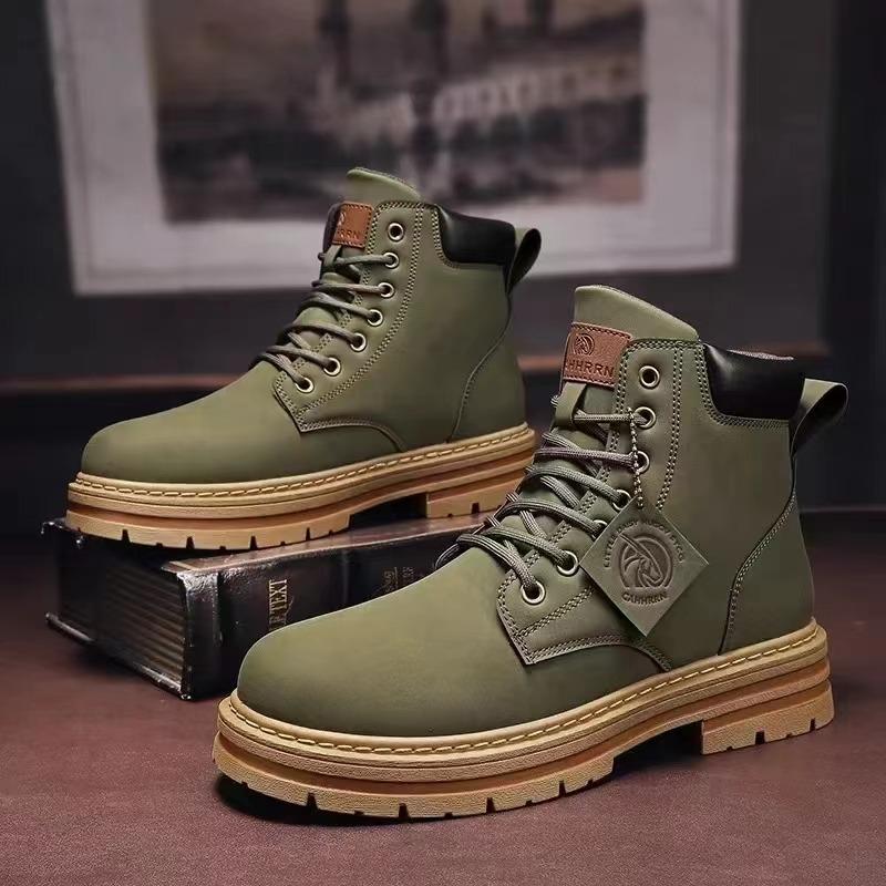 Fashion Motorcycle Boot Autumn WinterHigh Quality High Top Men Boots PlatformNon-slip CasualBooties Outdoor Mountaineering Boots
