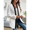 Women S Color Block Blazer With Gold Cufflinks Long Sleeve Outerwear