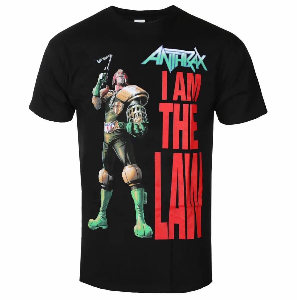 T-shirt in Cotone con Stampa Teschio legata alla Band ANTHRAX Taglio Ampio e Comodo Adatta Sia a Unisex che a Donne