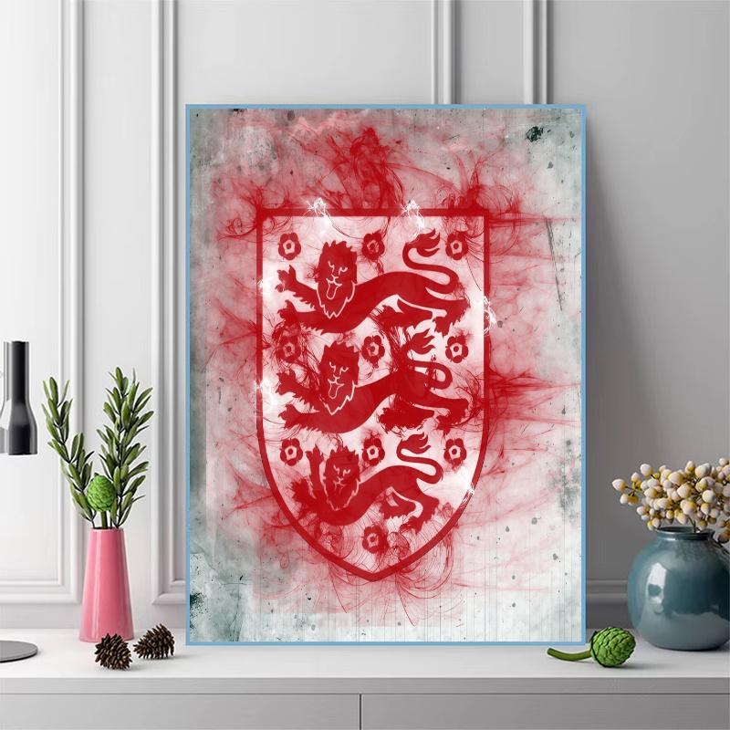 England national football logo Pattern  3pcs 100% Round Full Drill 5D DIY Diamond Painting Embroidery Cross Stitch Rhinestone Décor