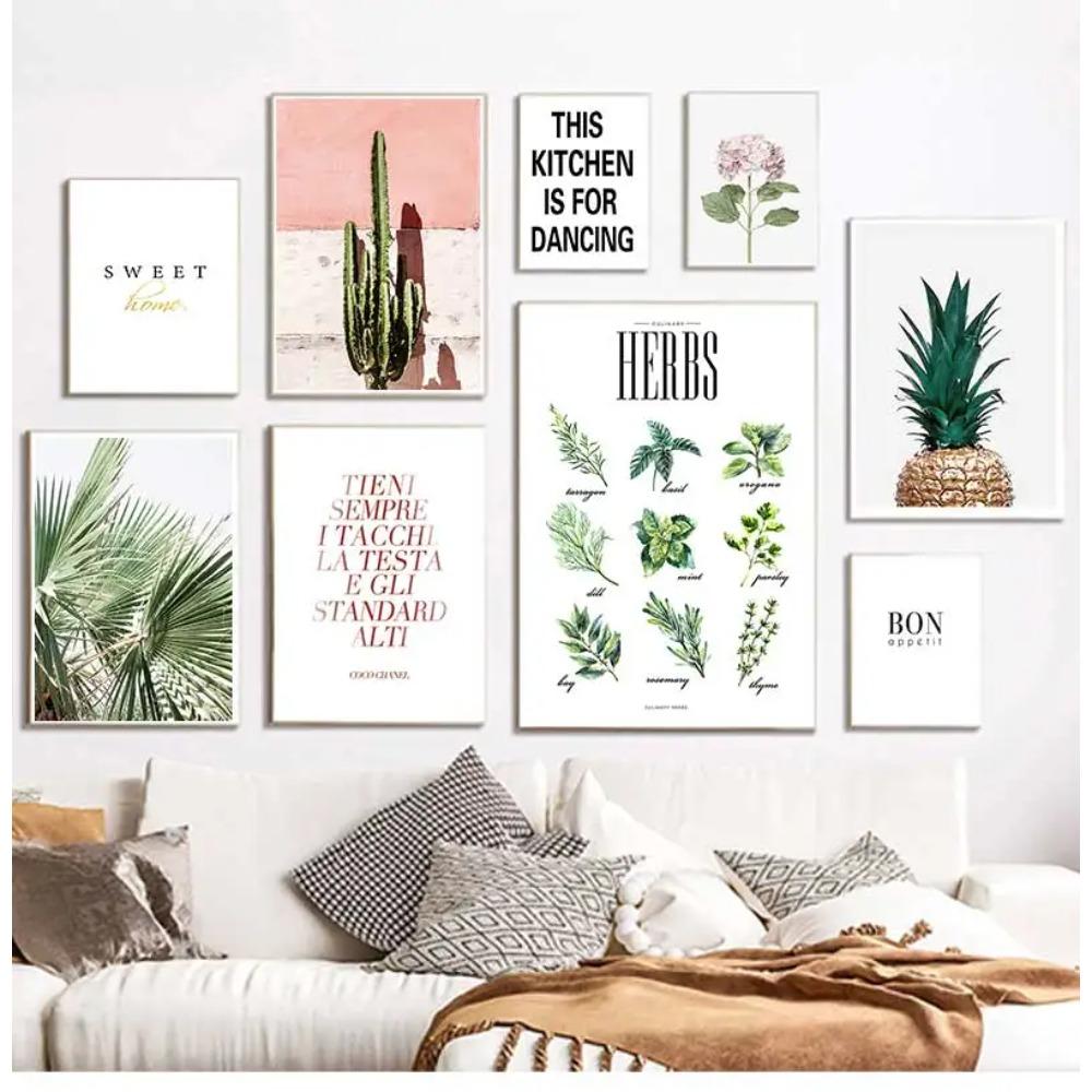 Kitchen Shop Cafe Wall Art s HD2862 Quote Decor Herbs Plants Canvas Prints Coffee Pictures