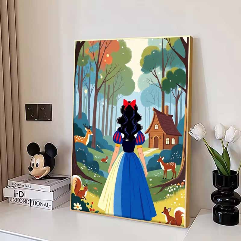 Disney 5D DIY Diamond Painting Snow White Healing Illustration, Embroidered Mosaic Cross Stitch Home Decor Gift Crafts