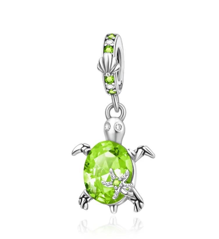 New Summer Murano Glass Sea Turtle Dangle Charm Colorful Crystal Pendants Fit Original Bracelet Copper Fine Jewelry