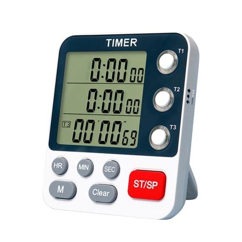 3-Band Kitchen Timer with Large Display, 99-Hour Count-Up/Down Timer, Study Timer, 3 Volume Levels, Magnet Included, Tabletop or Wall Mountable, Multi