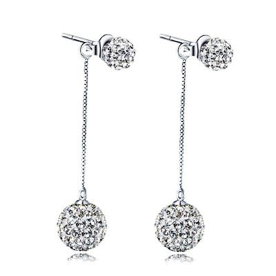 New Fashion Ear Line Female Shambhala Diamond Ball Size Imitation Pearl Tassel Exaggerated Long Earrings