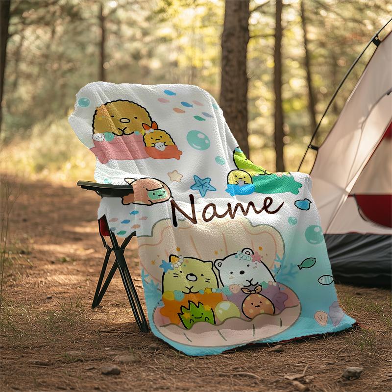 Personalized Custom Name Blanket - Sumikko Gurashi Print Design,Blanket for Sofa,Bed,Travel,Camping - Soft and Warm, Great Gift