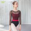 Womens Long Sleeve Ballet Leotard With Mesh Overlay Dancewear Practice Gymnastics Fitness