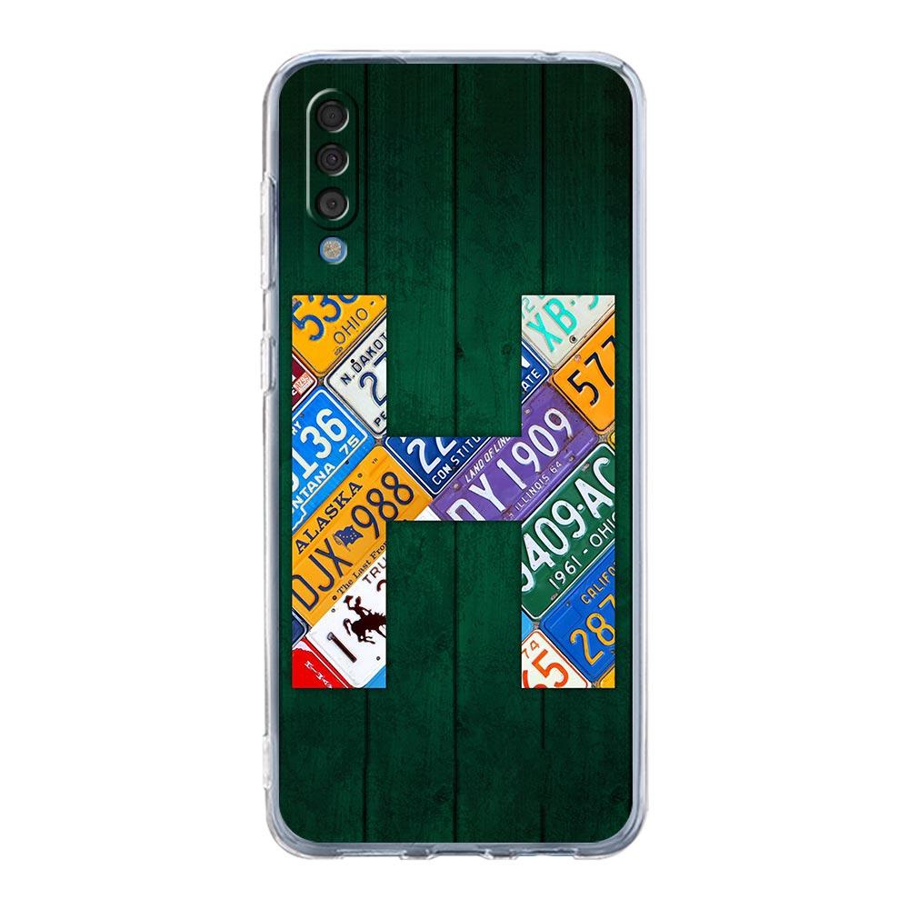 Phone Case For Samsung A14 A50 A70 A30 A40 A20E A10S A20S A02S A04S A12 A22 A32 A34 A42 A52 5G A54 wood License Letters Cover