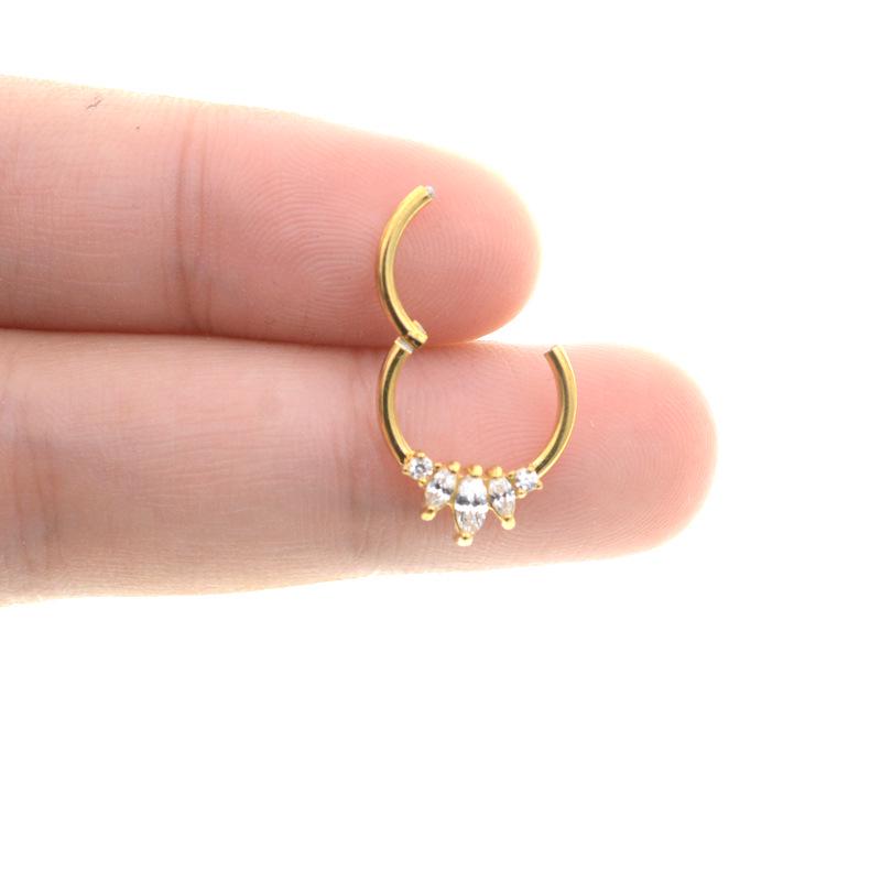 316L Stainless Steel Zircon Crown Nose Hoop Jewelry