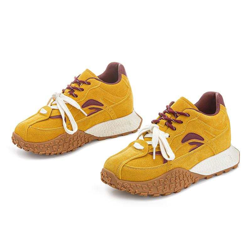 

Внутреннее увеличение высоты 3 см маленький размер 323334 женские новые осенние кроссовки для бега платформа папины кроссовки 40 жёлтый