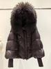 European winter new raccoon big fur collar hooded down jacket women's medium and long thickened warm knitted sleeve jacket