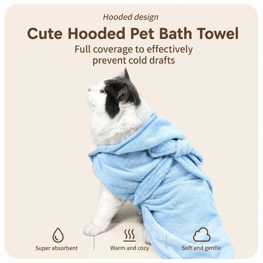 Super Absorbent Pet Bathrobe Thickened Cat Bathrobe New Pet Grooming Towel  Pet Grooming