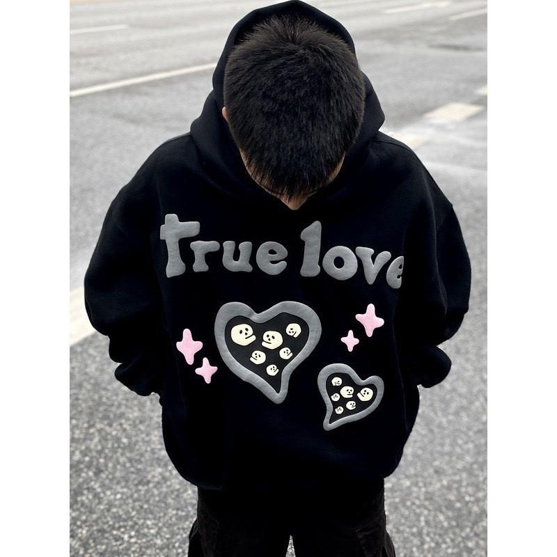 Unisex Oversized Hooded Sweatshirt With Print Design Heavyweight Cotton Blend Streetwear Style Winter