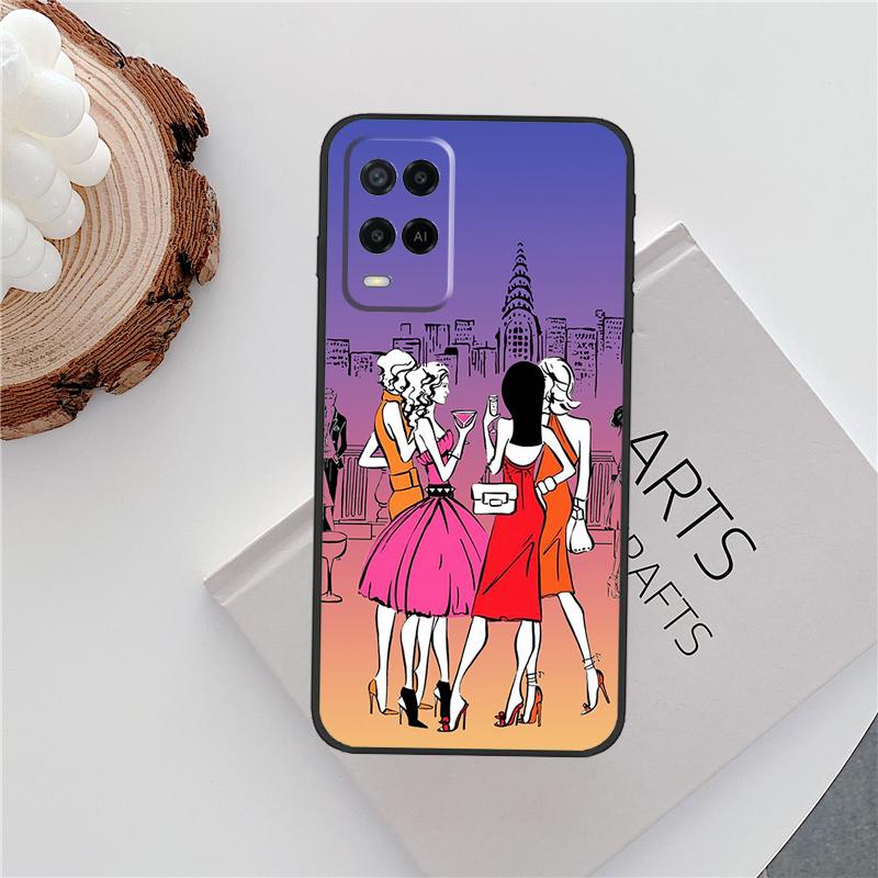 Fashion Girl Case For Oppo A18 A38 A58 A78 A98 A79 A40 A60 A80 A16 A76 A96 A15 A74 A94 A54 A77 A17 Cover