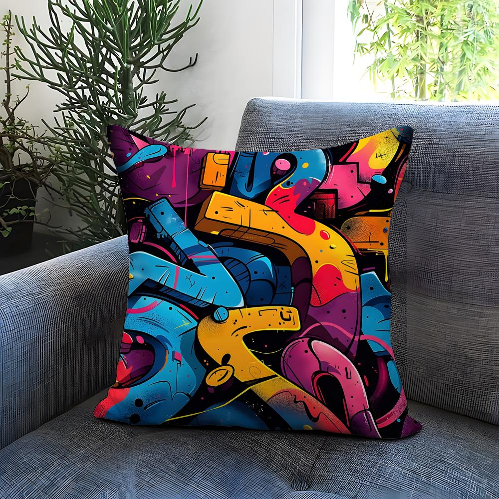 Street Graffiti Texture Cushion Cover Comfortable Reversible Pillow Cover Ideal for Car Sofa Bedroom  Beyond