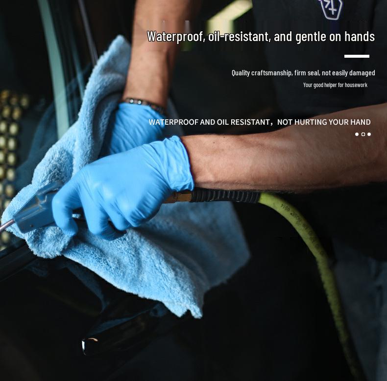 Kaileshuh Blue Nitrile Disposable Gloves for Food, Kitchen, Beauty, and Cleaning - Waterproof and Thickened.