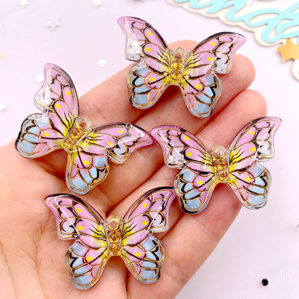 10pcs Shiny Colorful Beautiful Butterfly Figurine Flatback Rhinestone 1 Hole Bead DIY Wedding Decor Scrapbook Jewelry Crafts