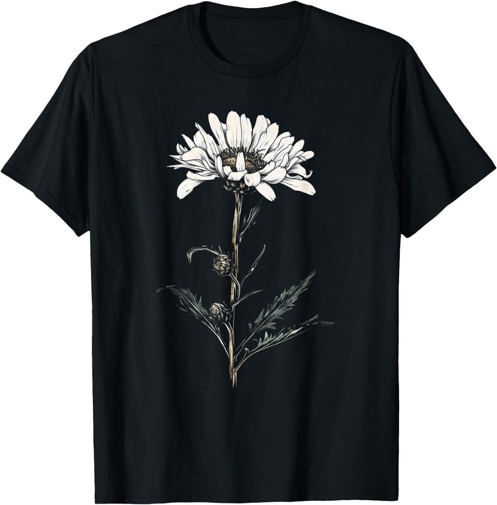 Vintage Botanical Aster Flower Floral Plant Mom T-Shirt