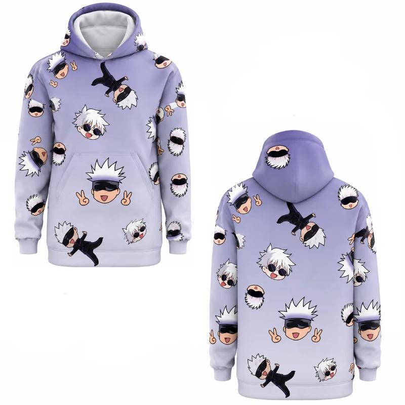 Jujutsu Kaisen Satoru Gojo Hoodie 3D All-Over Print Plum Blossom Pattern Men Pullover Hooded Sweatshirt Anime Streetwear Tops