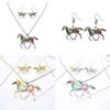 Ensemble Collier Boucles d'oreilles Pendentif Poney Arc-en-ciel Tendance avec Design Dégradé Coloré