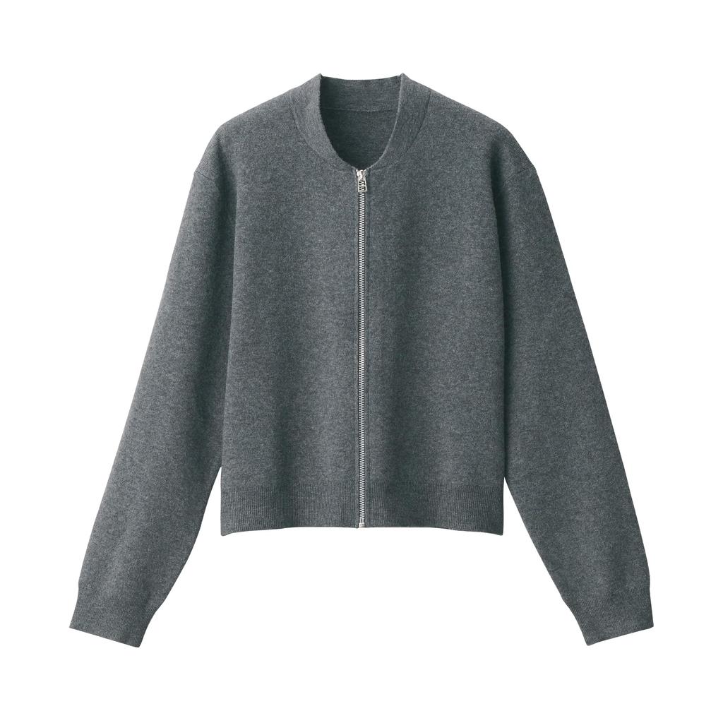 MUJI Women's Milan Rib Knit Blouson, BA1P0A4A, Dark Gray, Size S