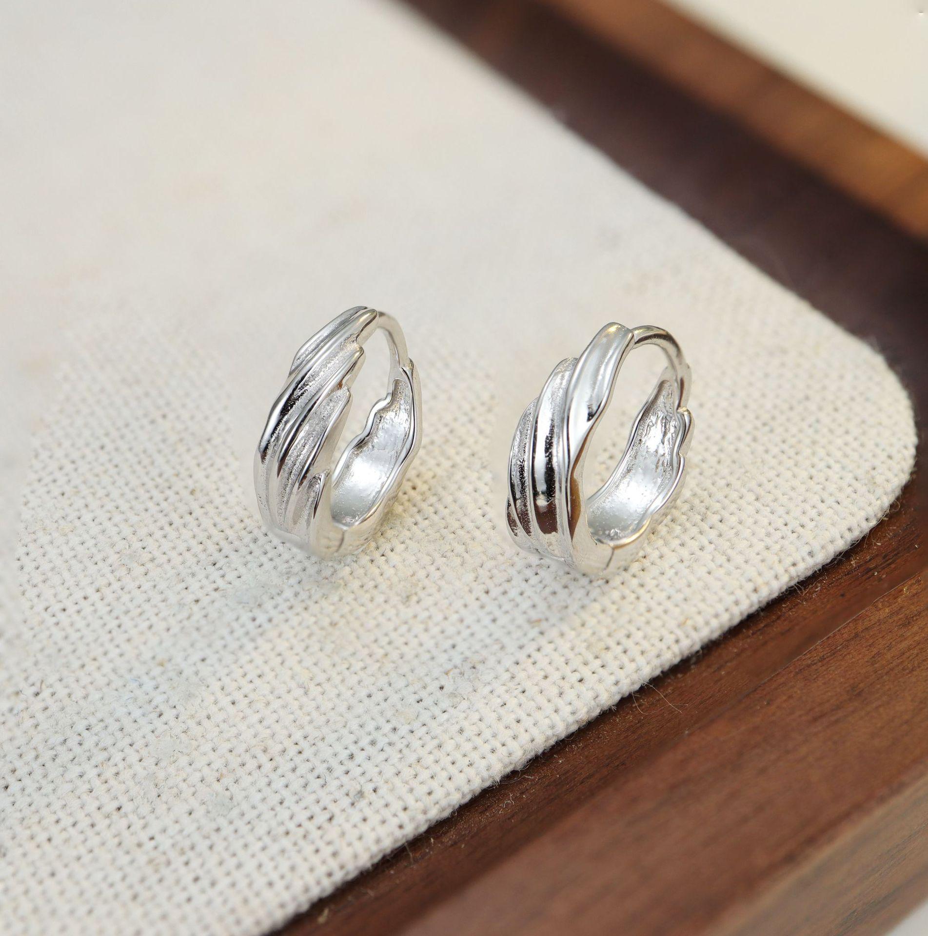 Минималистичные серьги-кольца и каффы из стерлингового серебра для женщин 925 Silver платиновый