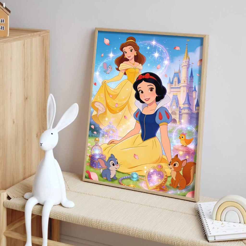 Disney Themed Diamond Painting Kit Snow White Belle Castle Handmade Diy Home Decoration for Beginners and Craft Lovers