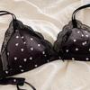 Ladies Spring and Summer Thin Sexy Sweet Satin Lace Small Chest Gathered Triangular Cup Underwear